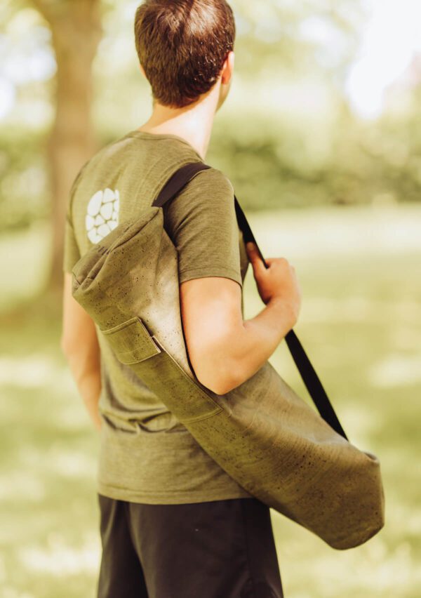 Yoga bag eco cork leather (dark green)