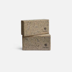 Two recycled rubber & cork yoga blocks