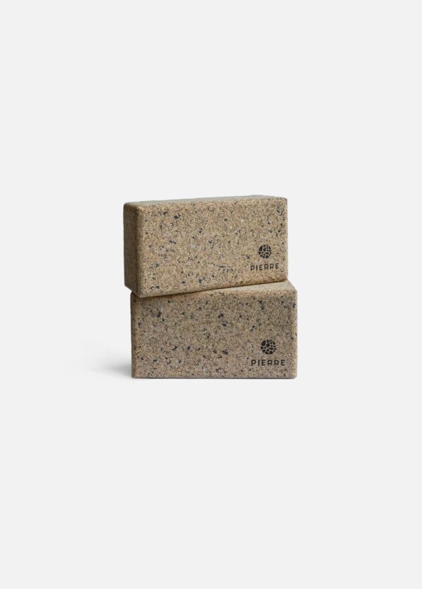 Two recycled rubber & cork yoga blocks