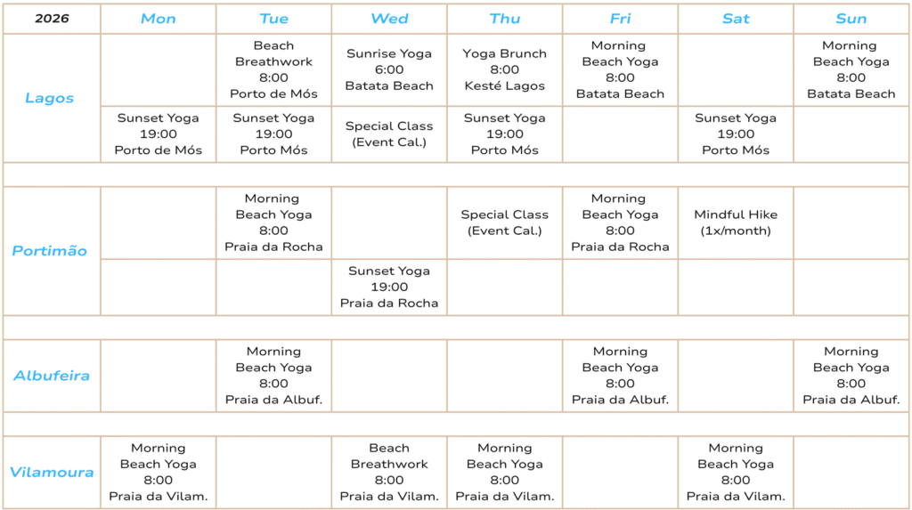 Summer schedule 2026