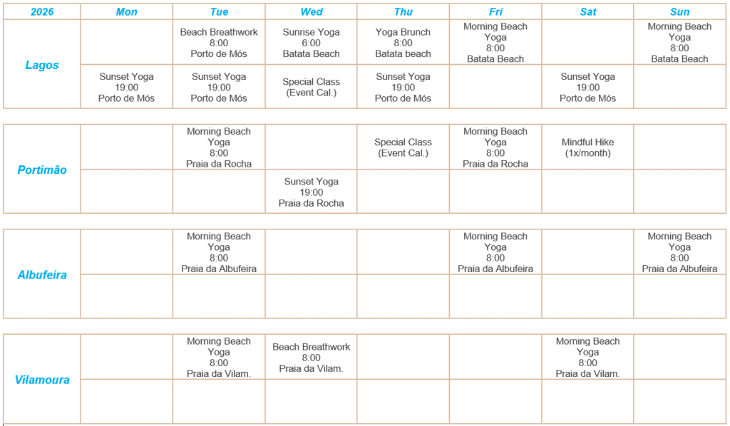 yoga schedule elsol